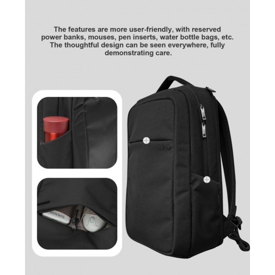 BENWIS Business & Travel Laptop Backpack 26L (Cordura Nylon 1000D, YKK Zipper) - Black