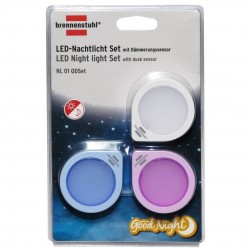 Brennenstuhl NL 01 QD LED Φωτάκια Νυκτός 1.5lm με Φωτοκύτταρο Set White, Pink, Blue (1173180)