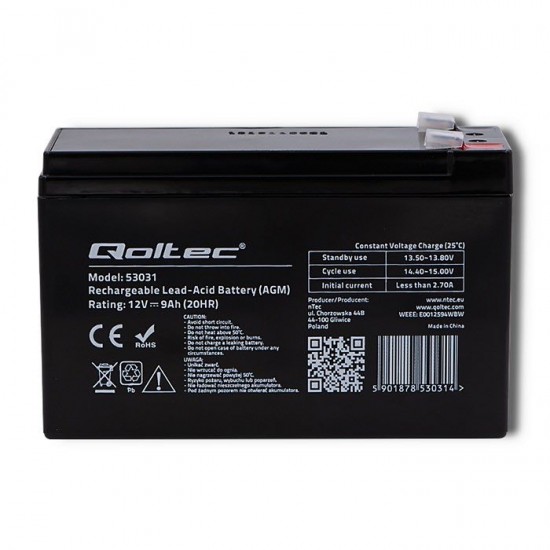 Qoltec UPS Battery 12V / 9Ah / Max. 135A (53031)