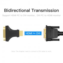 VENTION HDMI Male to DVI (24+5) Female Adapter Black (AIKB0)