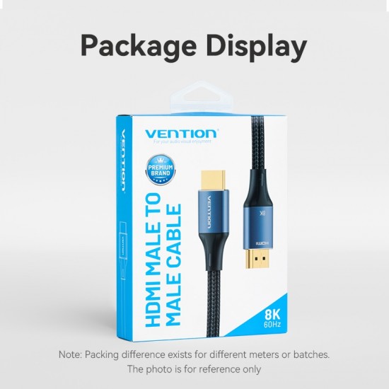 VENTION Cotton Braided 8K HDMI Male to Male Cable 1M Blue Aluminum Alloy Type (ALGLF)