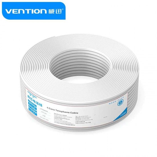 VENTION Flat 4-Core Telephone RJ11 Cable 100M White (IQAWAD)