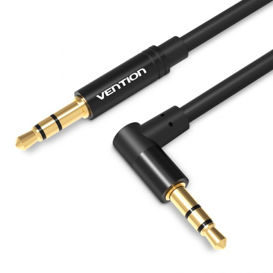 VENTION 3.5mm Male to 90° Male Audio Cable 0.5M Black Metal Type (BAKBD-T)