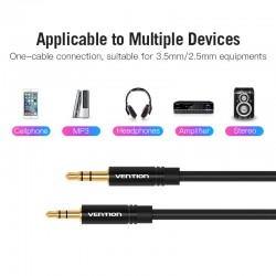 VENTION 3.5mm Male to 2.5mm Male Audio Cable 0.5M Black Metal Type (BALBD)