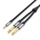 VENTION Cotton Braided TRS 3.5mm Male to 2*6.5mm Male Audio Cable 1M Gray Aluminum Alloy Type (BARHF)