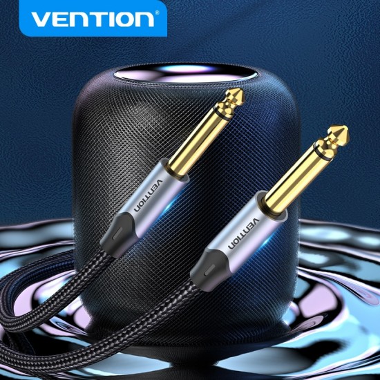 VENTION Cotton Braided 6.5mm Male to Male Audio Cable 1M Gray Aluminum Alloy Type (BASHF)