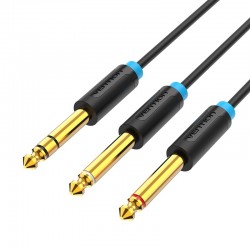 VENTION TRS 6.5mm Male to 2*6.5mm Male Audio Cable 1M Black (BATBF)