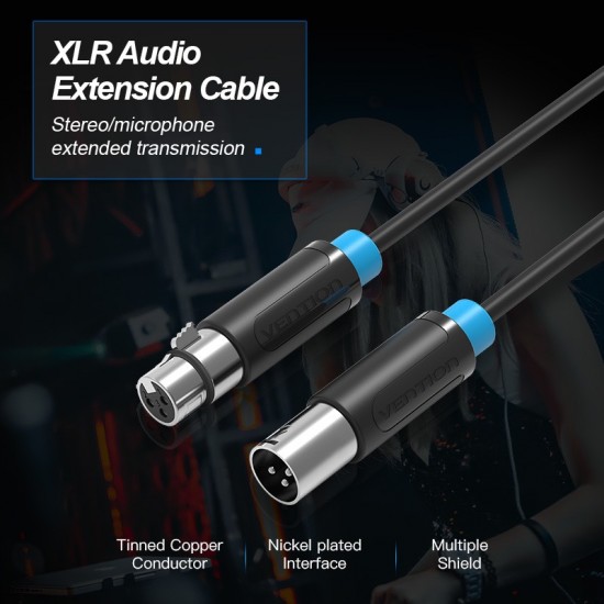 VENTION XLR Audio Extension Cable 5M Black (BBFBJ)