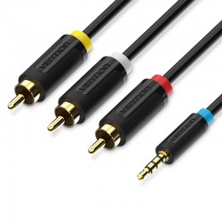 VENTION 3.5mm Male to 3RCA Male AV Cable 1.5M Black (BCBBG)