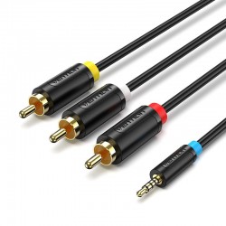 VENTION 2.5mm Male to 3RCA Male AV Cable 1.5M Black (BCCBG)