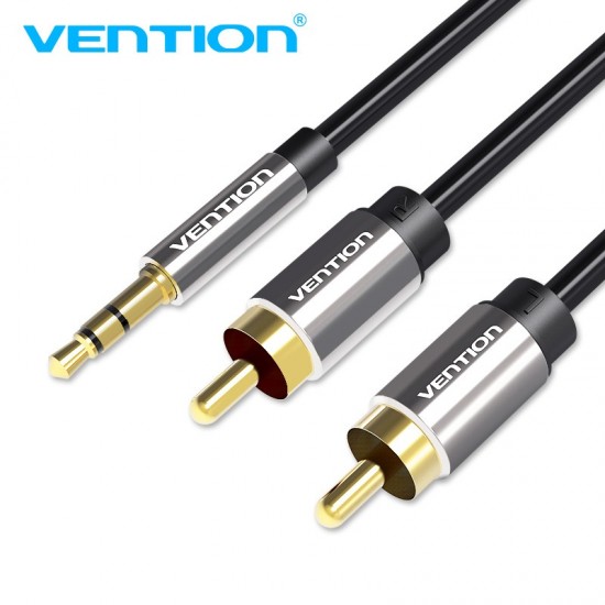 VENTION 3.5mm Male to 2RCA Male Audio Cable 5M Black Metal Type (BCFBJ)