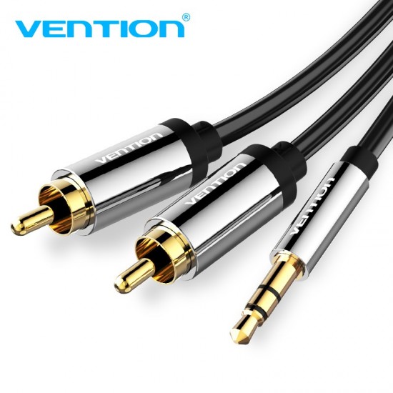 VENTION 3.5mm Male to 2RCA Male Audio Cable 5M Black Metal Type (BCFBJ)