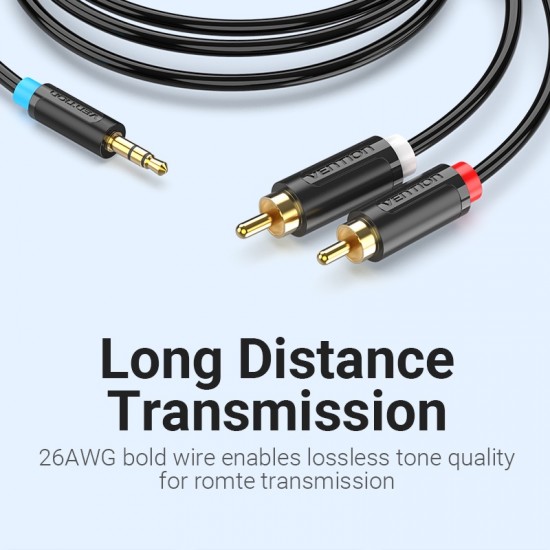 VENTION 3.5mm Male to 2RCA Male Cable 1M Black (BCLBF)