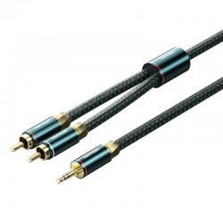 VENTION Cotton Braided 3.5mm Male to 2RCA Male Audio Cable 1M Green Copper Type (BCSGF)