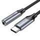 VENTION Type-C Male to 3.5mm Earphone Jack with DAC Adapter 0.1M Gray Aluminum Alloy Type (BGMHA)