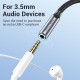 VENTION Type-C Male to 3.5mm Earphone Jack with DAC Adapter 0.1M Gray Aluminum Alloy Type (BGMHA)