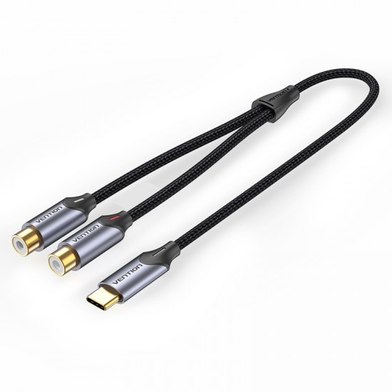 VENTION Type-C Male to 2RCA Female Cable 0.5M Gray Aluminum Alloy Type (BGVHD)