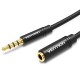 VENTION Cotton Braided 3.5mm Audio Extension Cable 0.5M Black Metal Type (BHBBD)