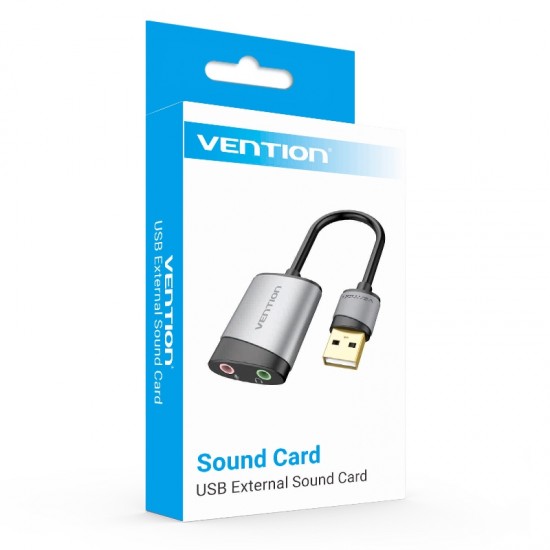 VENTION USB External Sound Card 0.15M Gray Metal Type (CDKHB)