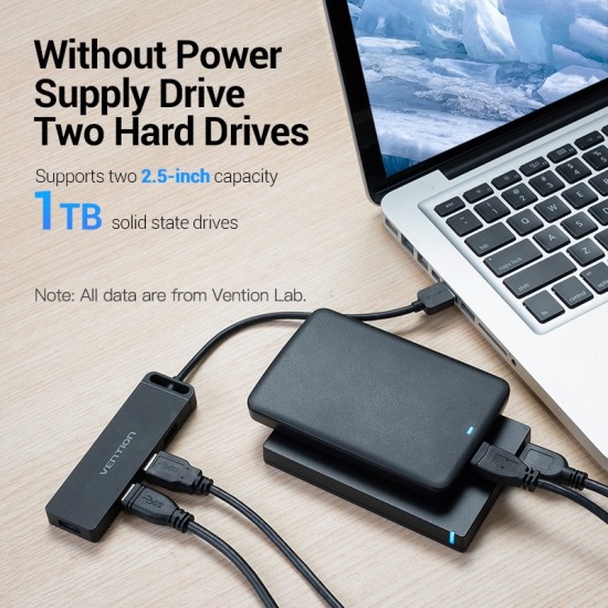 VENTION 4-Port USB 2.0 Hub with Power Supply 0.15M Black (CHMBB)