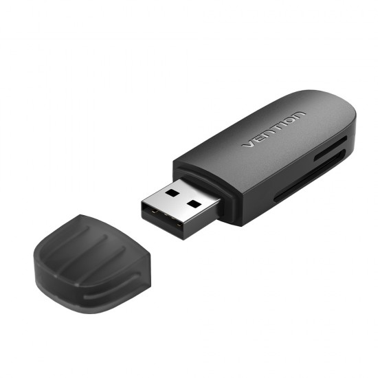 VENTION 2 in 1 USB 3.0 A Card Reader (SD+TF) Black Single Drive Letter (CLFB0)