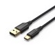 VENTION Nylon Braided USB 2.0 A Male to Type-C Male 3A Cable 0.5M Black LED Type (CTFBD)