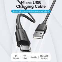 VENTION USB 2.0 A Male to Micro B Male 2A Cable 0.25M Black (CTIBC)