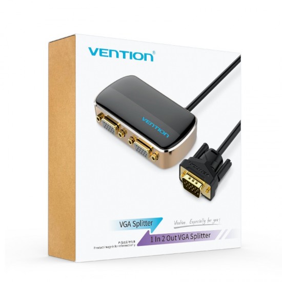 VENTION 1 In 2 Out VGA Splitter 1M Black (DBABF)