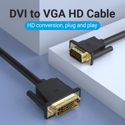 VENTION DVI (24+5) to VGA Cable 3M Black (EACBI)