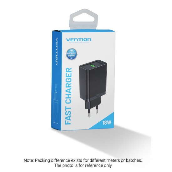 VENTION USB Wall Charger (18W) EU Black (FABB0-EU)