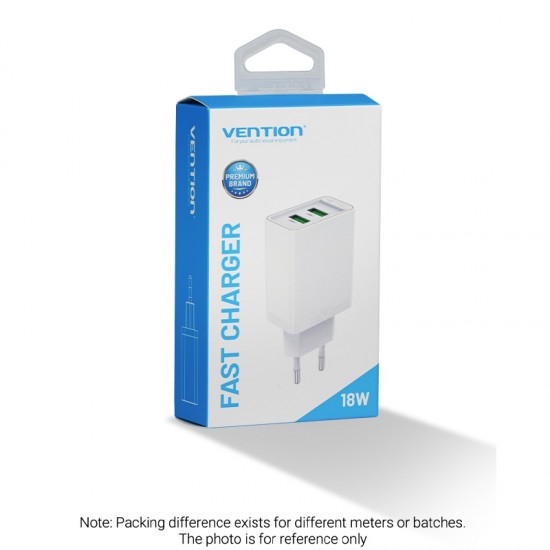 VENTION 2-Port USB (A+A) Wall Charger (18W/18W) EU White (FBAW0-EU)