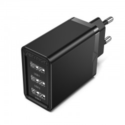 VENTION 3-Port USB (A+A+A) Wall Charger (12W/12W/12W) EU Black (FEAB0-EU)