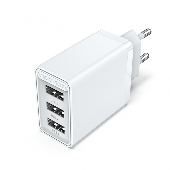 VENTION 3-Port USB (A+A+A) Wall Charger (12W/12W/12W) EU White (FEAW0-EU)