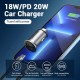 VENTION 2-Port USB (A+C) Car Charger (18W/20W) Gray Mini Style Aluminium Alloy Type (FFBH0)