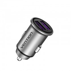 VENTION 2-Port USB (A+A) Car Charger (30W/30W) Gray Mini Style Aluminium Alloy Type (FFEH0)