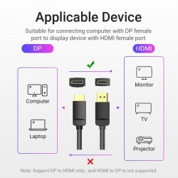 VENTION DisplayPort to HDMI Cable 1.5M Black (HADBG)