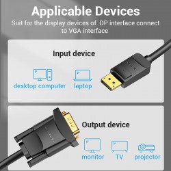 VENTION DisplayPort to VGA Cable 1.5M Black (HBLBG)