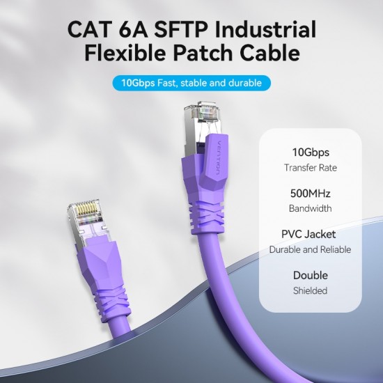 VENTION Cat.6A SFTP Industrial Flexible Patch Cable 0.2M Purple (IBMVAH)