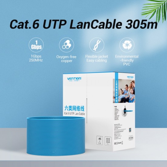 VENTION Cat.6 UTP Lan Cable Oxygen-Free Copper 305M Blue (IHBL305)