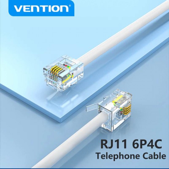 VENTION Flat 4-Core Telephone RJ11 Cable with 6P4C Plug 20M White (IQBWQ)