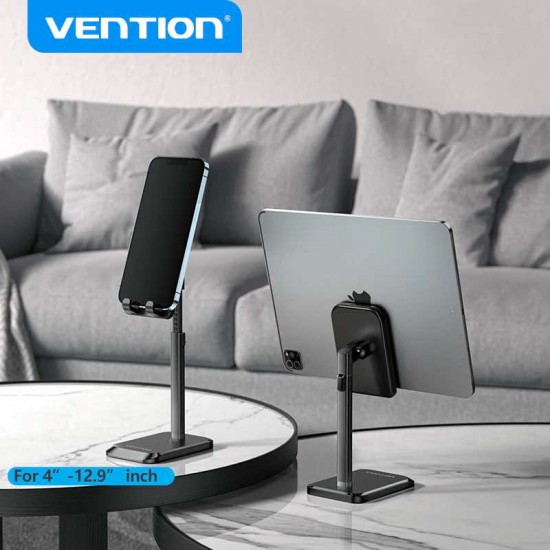 VENTION Height Adjustable Desktop Smartphone Stand Black Aluminum Alloy Type (KCQB0)