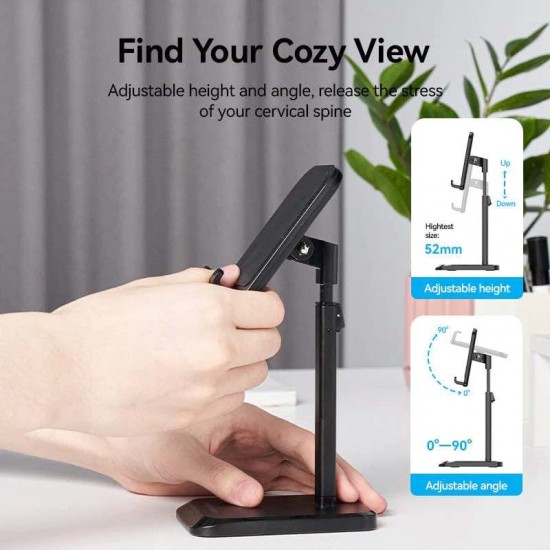 VENTION Height Adjustable Desktop Smartphone Stand Black Aluminum Alloy Type (KCQB0)