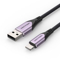 VENTION Nylon Braided USB 2.0 A to Lightning 2.4A Cable 1.5M Purple Aluminum Alloy Type MFi-Certified (LABVG)