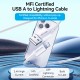 VENTION USB 2.0 A to Lightning 2.4A Cable 1M White MFi-Certified (LAFWF)