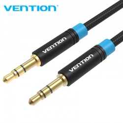 VENTION Cotton Braided 3.5mm Male to Male Audio Cable 0.5M Black Metal Type (High-End Series) (P350AC050-B-M)