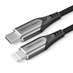 VENTION Nylon Braided Type-C to Lightning 3A Cable 1.5M Gray Aluminum Alloy Type MFi-Certified (TACHG)