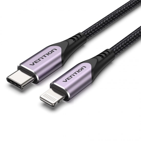 VENTION Nylon Braided Type-C to Lightning 3A Cable 2M Purple Aluminum Alloy Type MFi-Certified (TACVH)