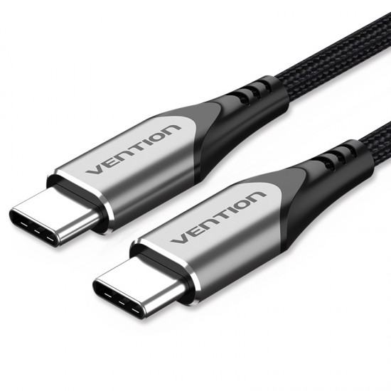 VENTION Nylon Braided Type-C to Type-C 3A/PD 60W Cable 1M Gray Aluminum Alloy Type (TADHF)