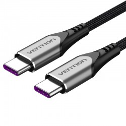 VENTION Nylon Braided Type-C to Type-C 5A/PD 100W Cable 0.5M Gray Aluminum Alloy Type (TAEHD)