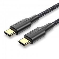 VENTION Nylon Braided Type-C to Type-C 3A Cable 0.5M Black LED Type (TAUBD)